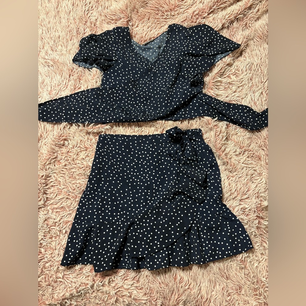 Navy two piece skirt set
